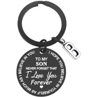 INF Sleutelhanger met tag "To my son" roestvrij staal Zwart