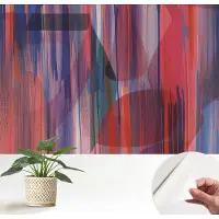 Wallfluent Zelfklevend Fotobehang - Rood Vliesbehang - 152x104 cm - Regenboogstrepen Fotobehang - Hal behang Abstractie - Bubble Free Behang - Makkelijk Aan Te Brengen Behang
