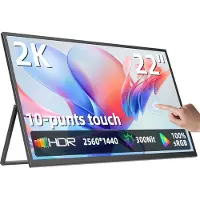 Uperfect Draagbaar Monitor 22" 2K IPS 100% sRGB 10-punts Touchscreen+ USB-C Opladen voor Thuiswerken/Gaming voor laptop/Switch/MacBook VESA-bevestiging