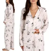 Sarcia.eu DISNEY Minnie Mouse Dames, OPEN pyjama met lange mouwen, BREDE PIJPEN, knoopsluiting, SLAAPSET L