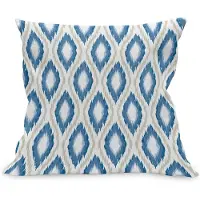 Abakuhaus Ikat Kussenhoes, Aquatic Geometrisch Ovals, Kussenhoes met Ritssluiting en Dubbelzijdige Print, 50 x 50 cm, Blauw Beige Wit