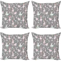 Abakuhaus Retro Sierkussen Kussenhoes 4er Set, Tänzer en Unicorns, Modern Accent Dubbelzijdige Digitale Print, 40 x 40 cm, Meerkleurig
