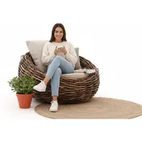 Apple Bee Cocoon Loungestoel | Mokka | Biculair Vlechtwerk | BeeWett Kussens