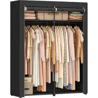 Songmics Opvouwbare kledingkast met 2 kledingroedes, Zwart