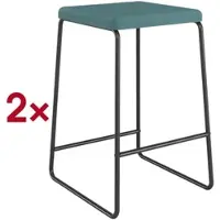 Meet by Paperflow barkruk MEDSO, afneembare stoffen bekleding, zithoogte 750 mm, tot 110 kg, polyester/staal, blauw-matzwart, 2 stuks
