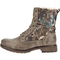 Mustang dames enkellaarsjes, gevoerd, bruin 15M0052027-mud/multi