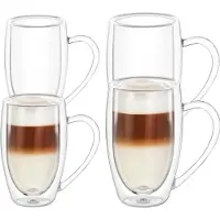 Wilmax England Dubbelwandige Bekers 500 & 400ml Set van 4