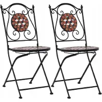 VMP 2x Bistro Tuinstoelen met Keramische Mozaïek Zitting - Terras & Balkon