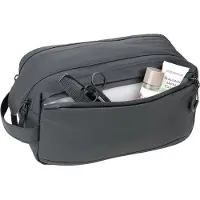 Troika Merkloze Zwarte Wash Bag met Brede Opening en Magnetische Sluiting
