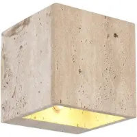 Globo Wandlamp Rojas, crème / amber, Woon-/ Eetkamer, Steen, wandlamp