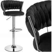 EHokery Luxe Velours Barstoel Tresso Goud - Verstelbaar & Draaibaar