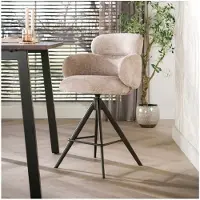 Meubelplaats Barstoel Noma draaibaar - Hoven zand - bruin - Japandi - 60x60x98 cm - barstoelen set van 2