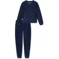 Schiesser Pyjama ' Casual Velour ' donkerblauw