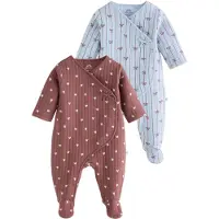 Next Rompertje/body pastelblauw / kastanjebruin