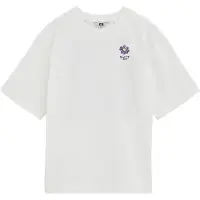We fashion T-shirt - wit/paars/geel Meisjes Katoen Ronde hals Effen - maat 134/140 - pailletten