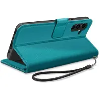 Mayaxess , Portemonnee Etui Geschikt voor Samsung Galaxy A34 5G met Standaard en Polsbandje, Turquoise