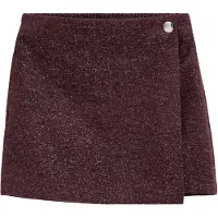 We fashion - Meisjes rok met overslag en glittergaren - Regular fit - Aubergine - Maat: 110/116