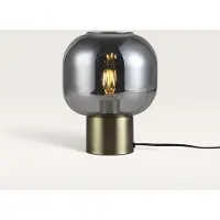 LUSENZ Xelyra - Zwarte Tafellamp Smoke glas 30 cm - Lampenstandaard goud Metaal - Vintage tafellamp - Dressoir lamp - E27 fitting - Met aan/uit-schakelaar