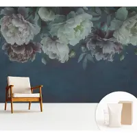 Wallfluent Fotobehang - Marine Vliesbehang - 312x219 cm - Bloemige Elegantie Fotobehang Vlies - Hal behang Bloemen En Planten - Muurschildering - Hal behang