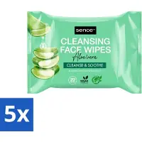 Sence 5 x - Aloë Vera - Gezichtsreinigingsdoekjes - Verzachtend - 20 Doekjes - Voordeelverpakking - 5 stuks