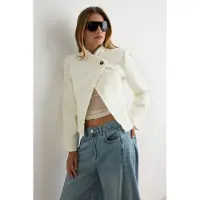 Trendyol TRENDYOLMİLLA Dames Wit Effen Lang Regular fit Blazers