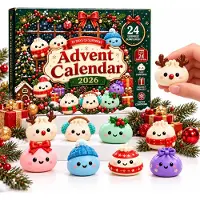 VHV -Adventskalender 2026 - Squishy - Stressverlichtend - 24 dagen aftellen - 24 fidget squishies - Kerstcadeau voor kinderen - Verrassingscadeau - Veelkleurig