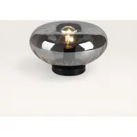 LUSENZ Xiravo - Zwarte Tafellamp Smoke glas 17 cm - Modern design - Dressoir lamp - Zwart Metaal - E27 fitting - Met aan/uit-schakelaar