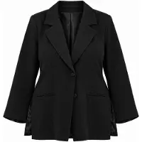 Trendyol Dames Zwart Effen Lang, Getailleerd Grote maten Blazers