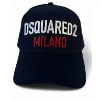 Dsquared2 pet blauw met MILANO-borduursel in wit en rood unisex - U