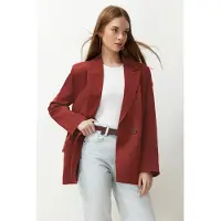 Trendyol TRENDYOLMİLLA Dames Bordeaux Effen Lang Oversized Blazers