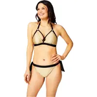 Biba Driehoekige bikinitop met gekruiste voorkant voor dames (Goud/Zwart)