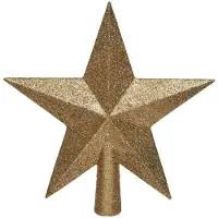 Kaemingk Camel bruine glitter kerstboom ster piek van kunststof 19 cm - Kerstboomversiering camel bruin