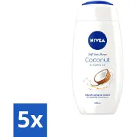 Nivea 5 x - Huid Beschermende Douchecreme - Kokosnoot - 250 ml - Voordeelverpakking - 5 stuks