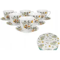 Duo Daisy Porseleinen Kopjes met Schotels (6 stuks, 250 ml)
