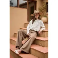 NUKUS Dames Blouses Aster Blouse Paillet - Gebroken Wit - Maat M