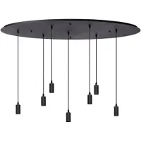 Atmooz Yoki 7 hanglamp – 125 x 55 cm – Zwart – 7 lampen – E27 – Ovaal plafondmontageplaat – Designlamp