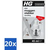 Hg 20 x X - Muggenstekker Navulling - Continue Bestrijding - 54 Nachten - 45 ml - Voordeelverpakking - 20 stuks