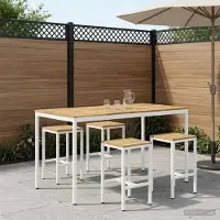 vidaXL Tuin Bar Tafel Wit 196 x 100,5 x 105 cm Massief Acacia Hout
