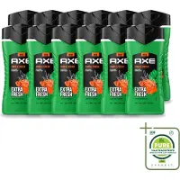 Axe 12 x - 3-in-1 Douchegel - Jungle Fresh - Palm Leaves & Amber - Extra Fresh - 250 ml - Grootverpakking - Vaatwasstrips - Douchegel - Lichaam - Gezicht - Haar - Frisheid