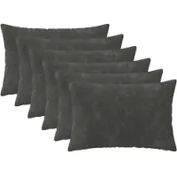 vidaXL - Kussen - met - kussen - HEERLEN - 6 - st - Antraciet - Microfiber - Fleece