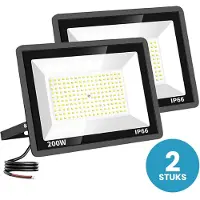 Tsong LED Schijnwerper 200W - 2 stuks - 24.000 lm - Daglichtwit 6000K - 120° Breedstraler - IP66 - Terrein- & Gevelverlichting - 2 jaar garantie