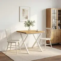 vidaXL Eettafel met levendige rand 90 x 90 x 75 cm Massief Acacia Hout