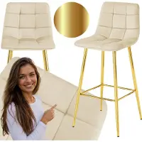 Mufart Montale Velours Barstoel - Beige & Goud - 102cm Hoog