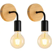 D&J Wandlampen - Houten wandlampen - Industriële wandlampen - 4 Stuks - Geschikt voor Slaapkamer/Hal/Woonkamer - Exclusief lamp