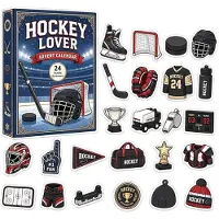 Snq Hockey Adventskalender – Adventskalender – 24 Dagen – 2D Ornamenten Set – Voor Sportliefhebbers – Kerstboomdecoratie en Cadeau voor Volwassenen