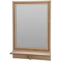 Home Styling Collection Spiegel met plank - vierkant - MDF - bruin - kralen rand - 40 x 10 x 60 cm