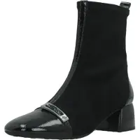 Hispanitas Dames Zwarte leren enkellaarsjes Varsovia (39), Stof, 3 tot 5 cm, Ritssluiting, Casual HI265016