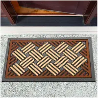 ANRO Vlechtwerk Deurmat Bruin 40x68 cm - Antislip - 3D-effect