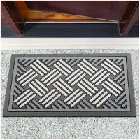 ANRO Vlechtwerk Deurmat Grijs 40x68 cm - Antislip - 3D-effect