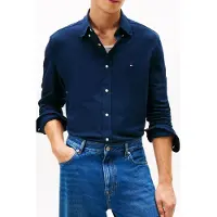 Tommy Hilfiger Knit Pique Featherweb Dark Night Navy Size: XXL | Casual Shirts Outlet | Heren | Blauw